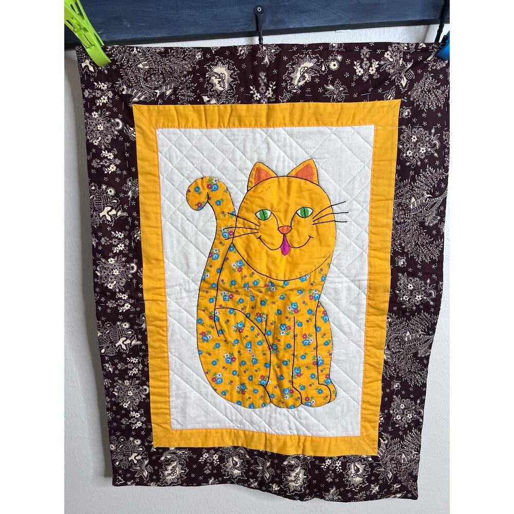 Bundle of 2 Cat Quilted Wall Hangings, Unfinished